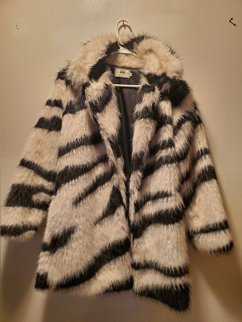 Zebra Faux Fur Large Coat